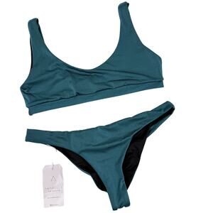 Amarelle Bikini Set Teal Sporty Minimal Swimwear L Beach Pool Resort Vacation